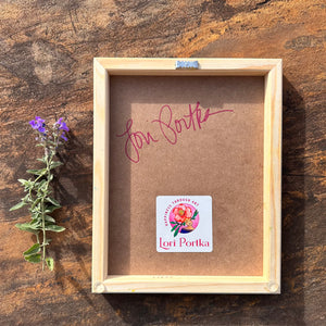 Butterfly Garden Green Sky (6x8) Original Mixed Media Painting