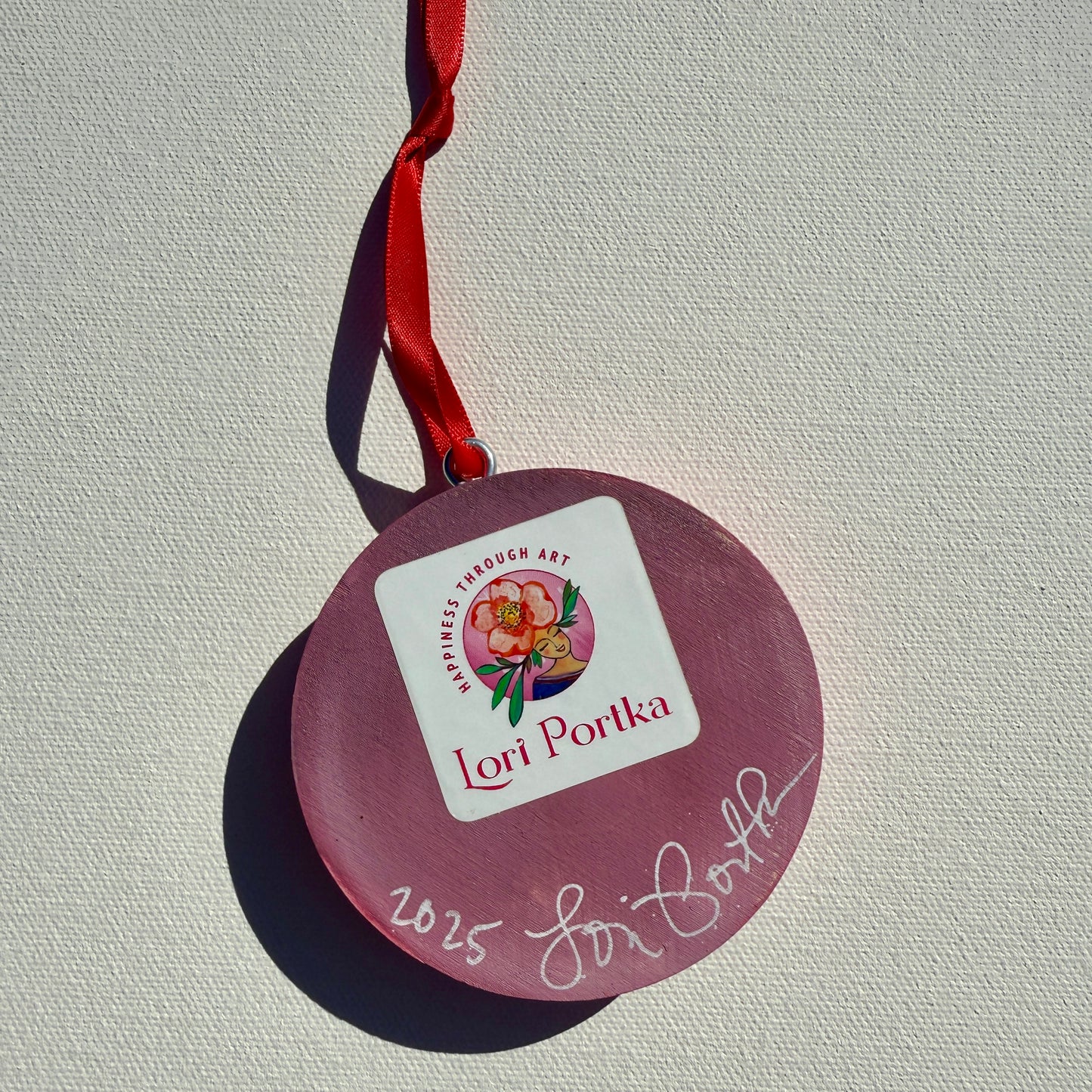 Ornament: Hand-Painted, Mixed Media - Pink Headed Brown Bird