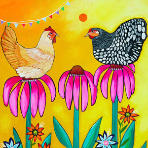 Coneflower Chickens (11x14)