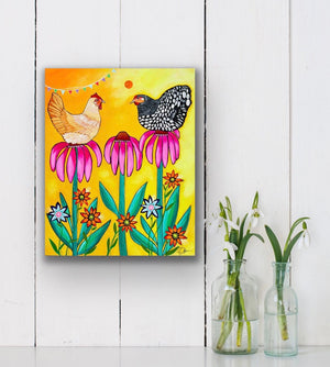 Coneflower Chickens (11x14)