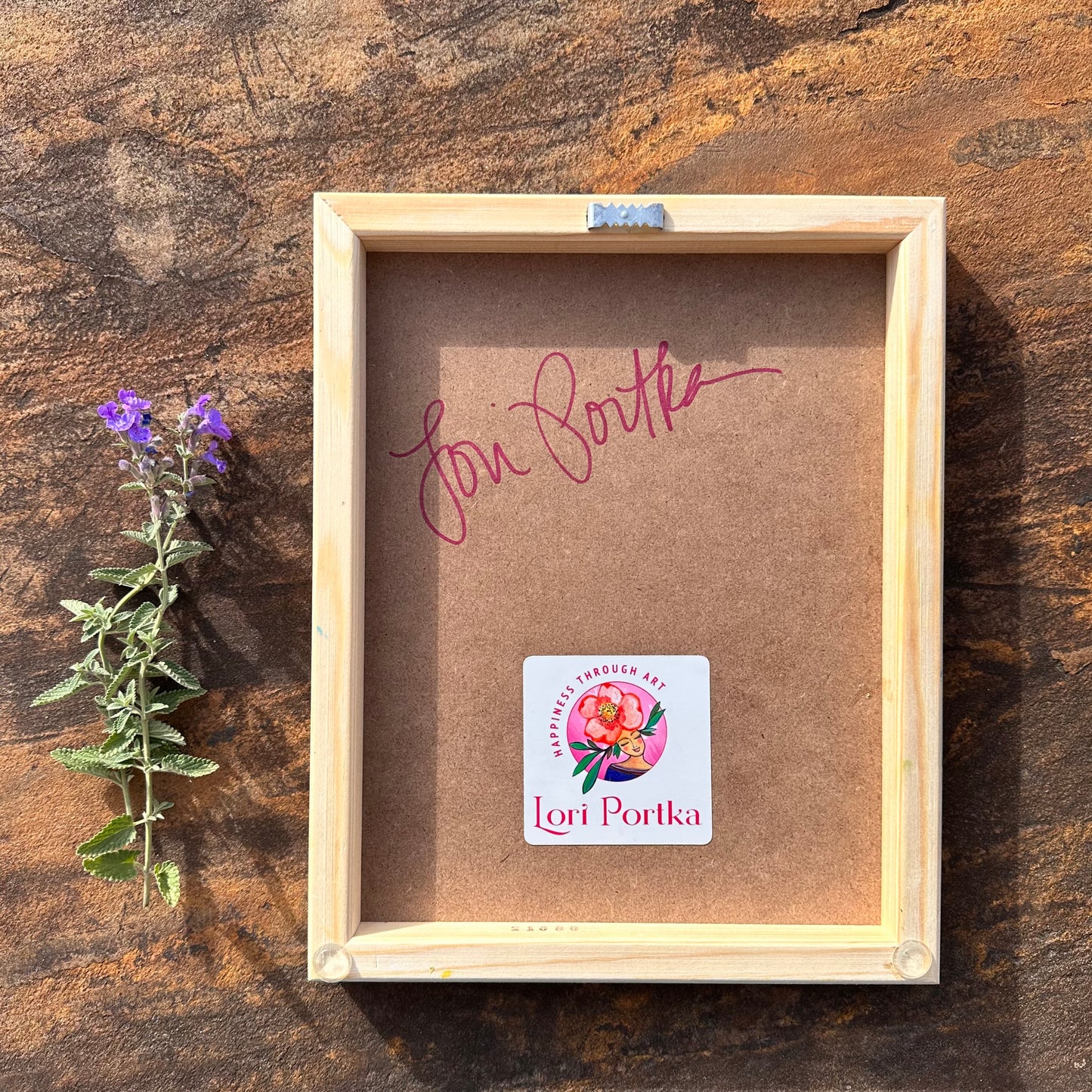 Butterfly Garden Peach Sky (6x8) Original Mixed Media Painting