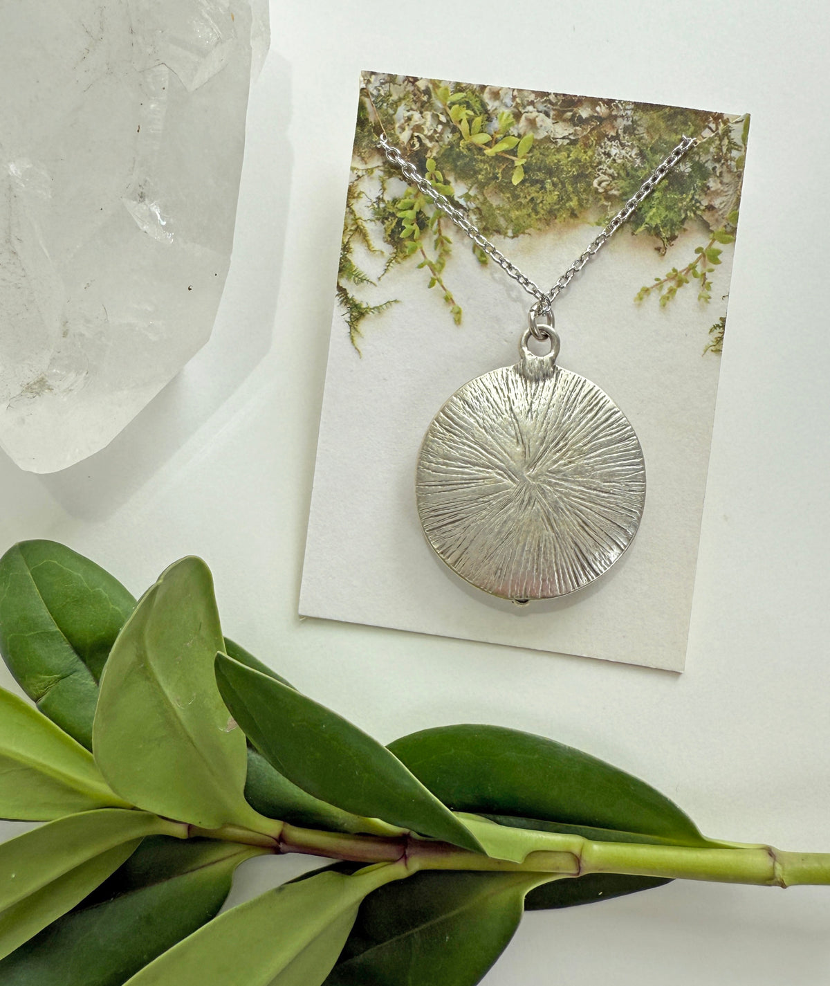 Blue Hummingbird Round Silver Necklace