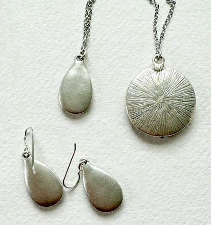 Blue Hummingbird Small Silver Teardrop Necklace