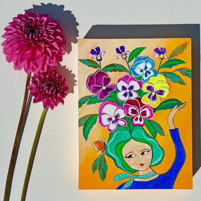 Bounty of Blooms- 6x8 Mixed Media Painting