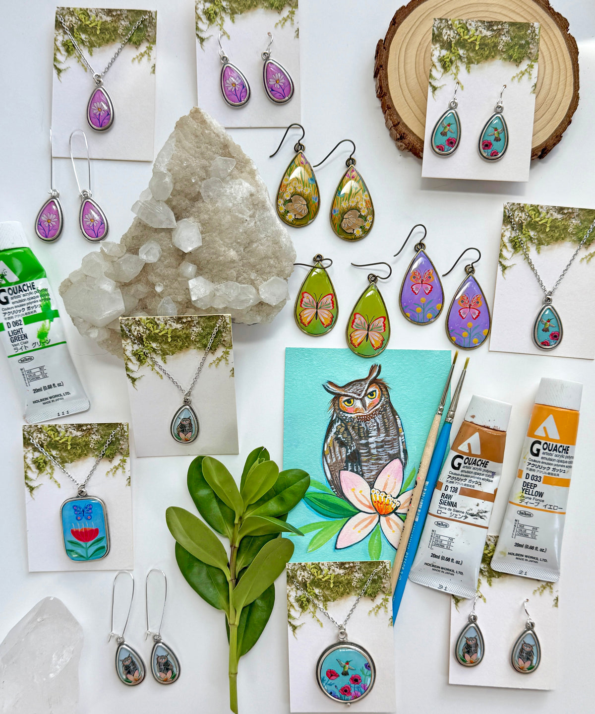 Pink Daisy Small Teardrop Earrings