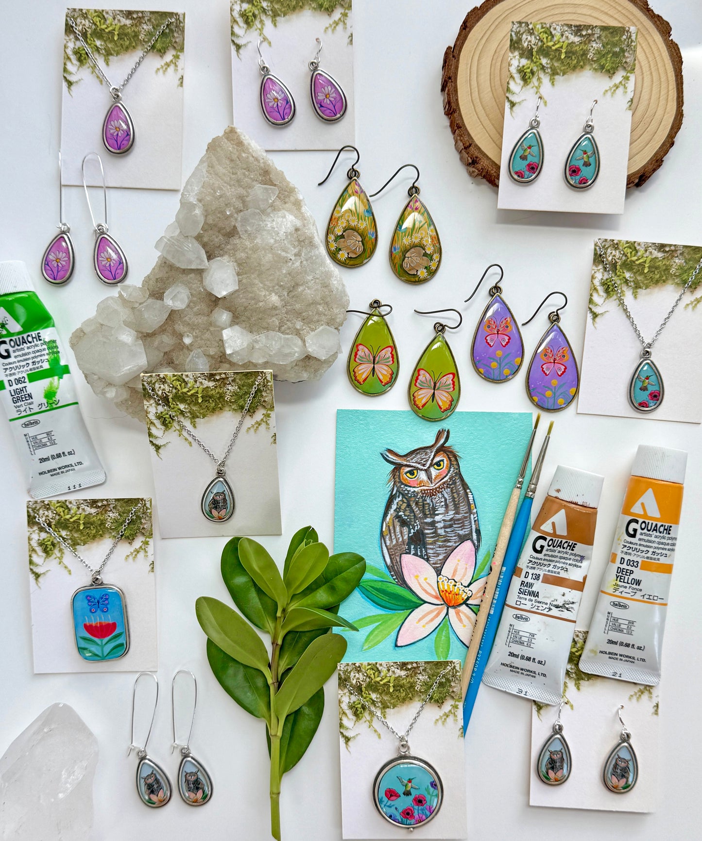 Green Butterfly Teardrop Earrings