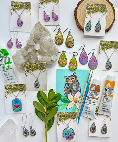 Green Butterfly Teardrop Earrings