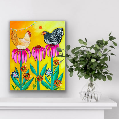 Cone Flower Chickens (5x7/8x10)