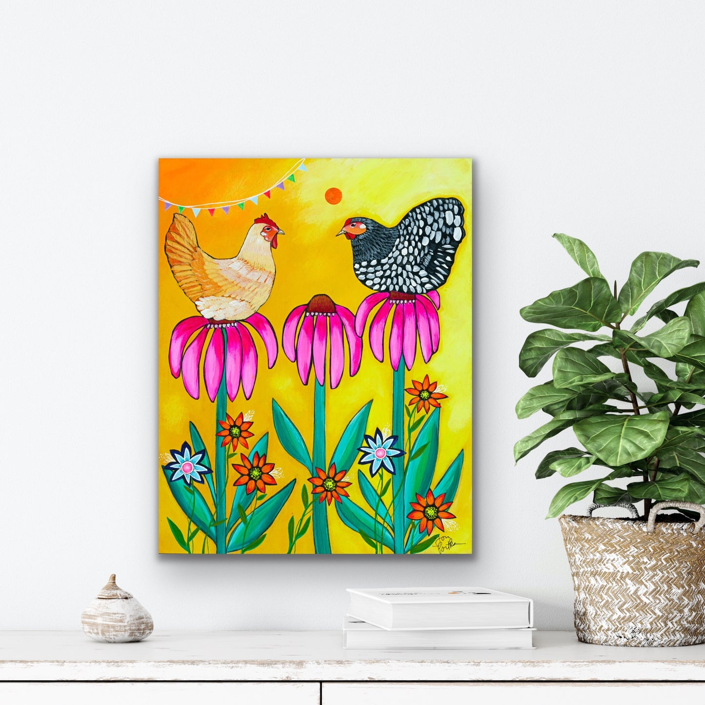 Coneflower Chickens (11x14)