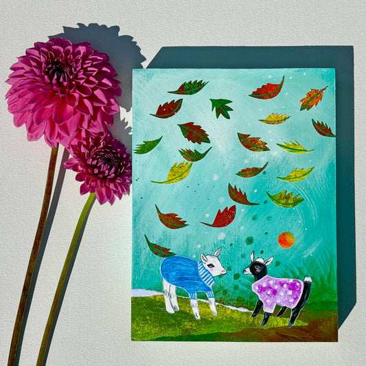 Everyone Loves Sweater Weather- 6x8 Original Mixed Media Painting