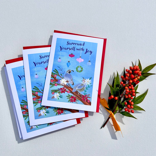 Holiday Card Set: 6 or 12 Cards: Surround Yourself with Joy