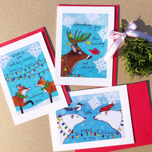Holiday Card Set of 12: Twinkling Lights