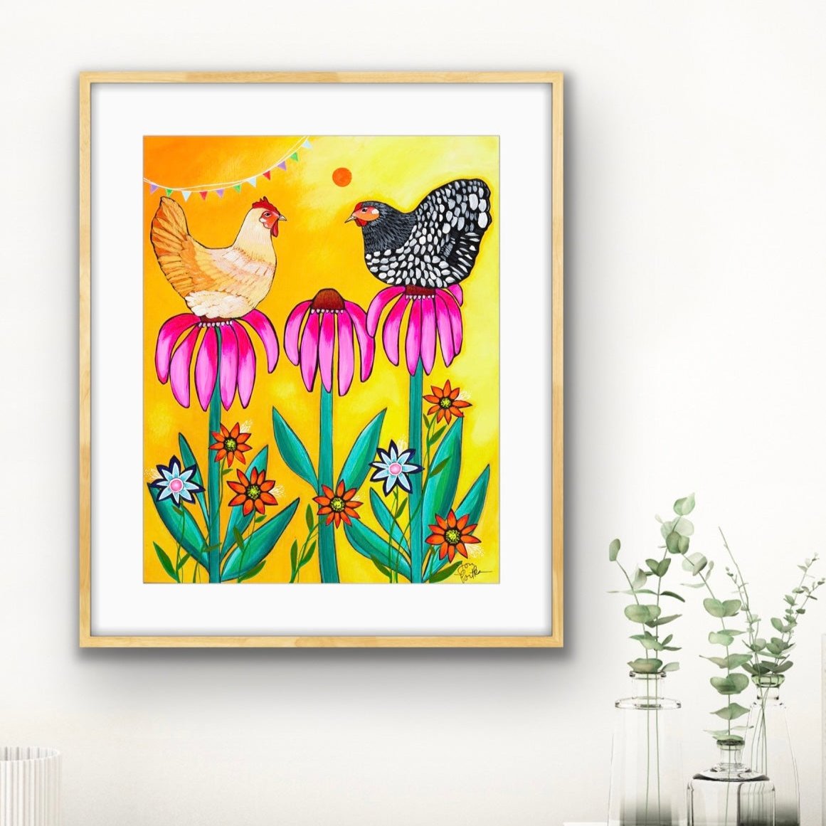 Coneflower Chickens (8x10)