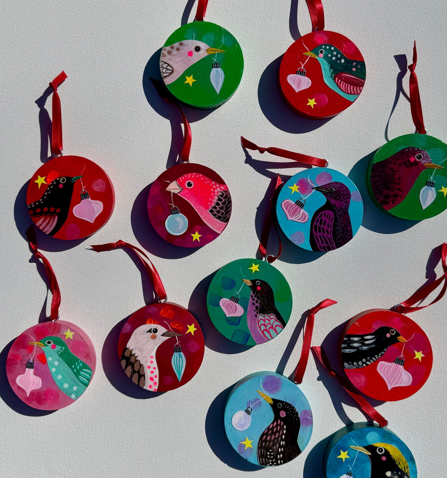 Ornament: Hand-Painted, Mixed Media - Green Forest Birdie