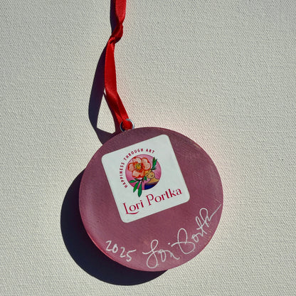 Ornament: Hand-Painted, Mixed Media - Spotty Rose Birdie