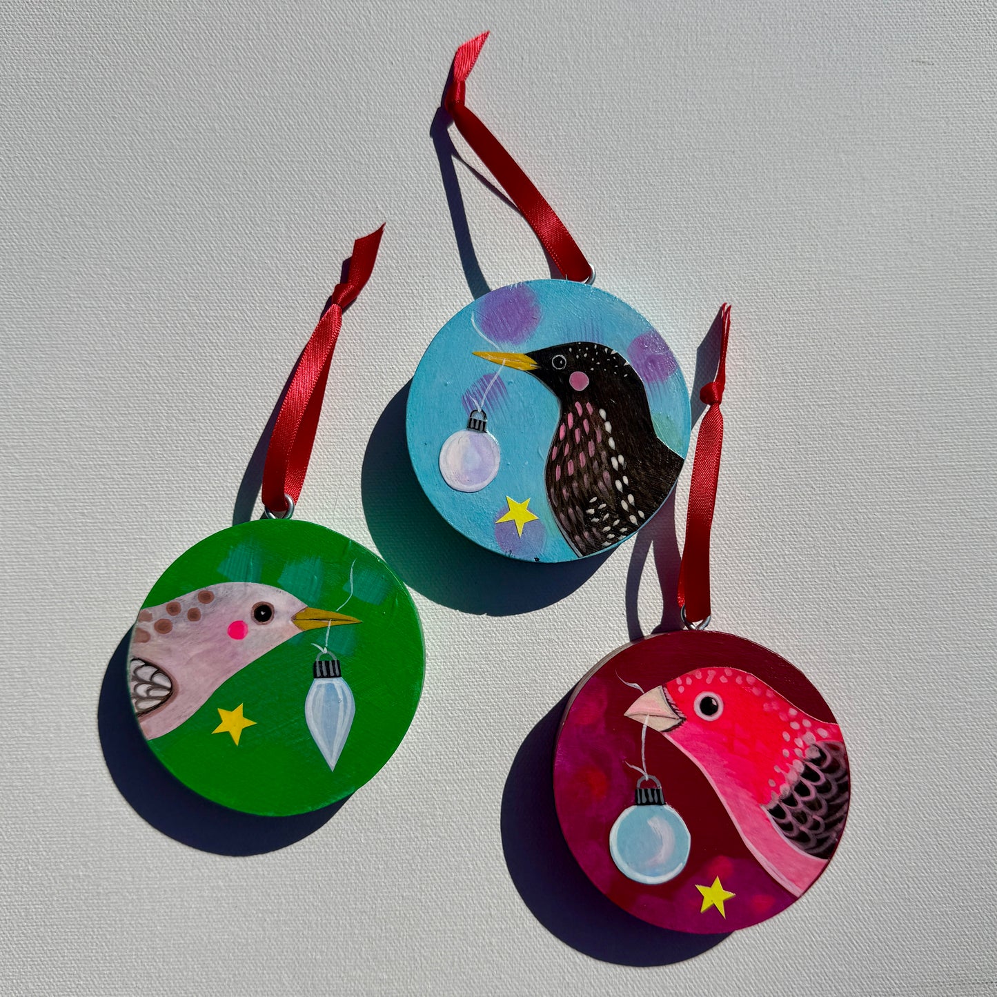 Ornament: Hand-Painted, Mixed Media - Hot Pink Parrot