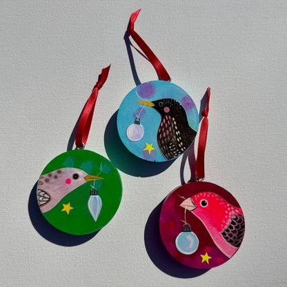 Ornament: Hand-Painted, Mixed Media - Long Beak Black Bird