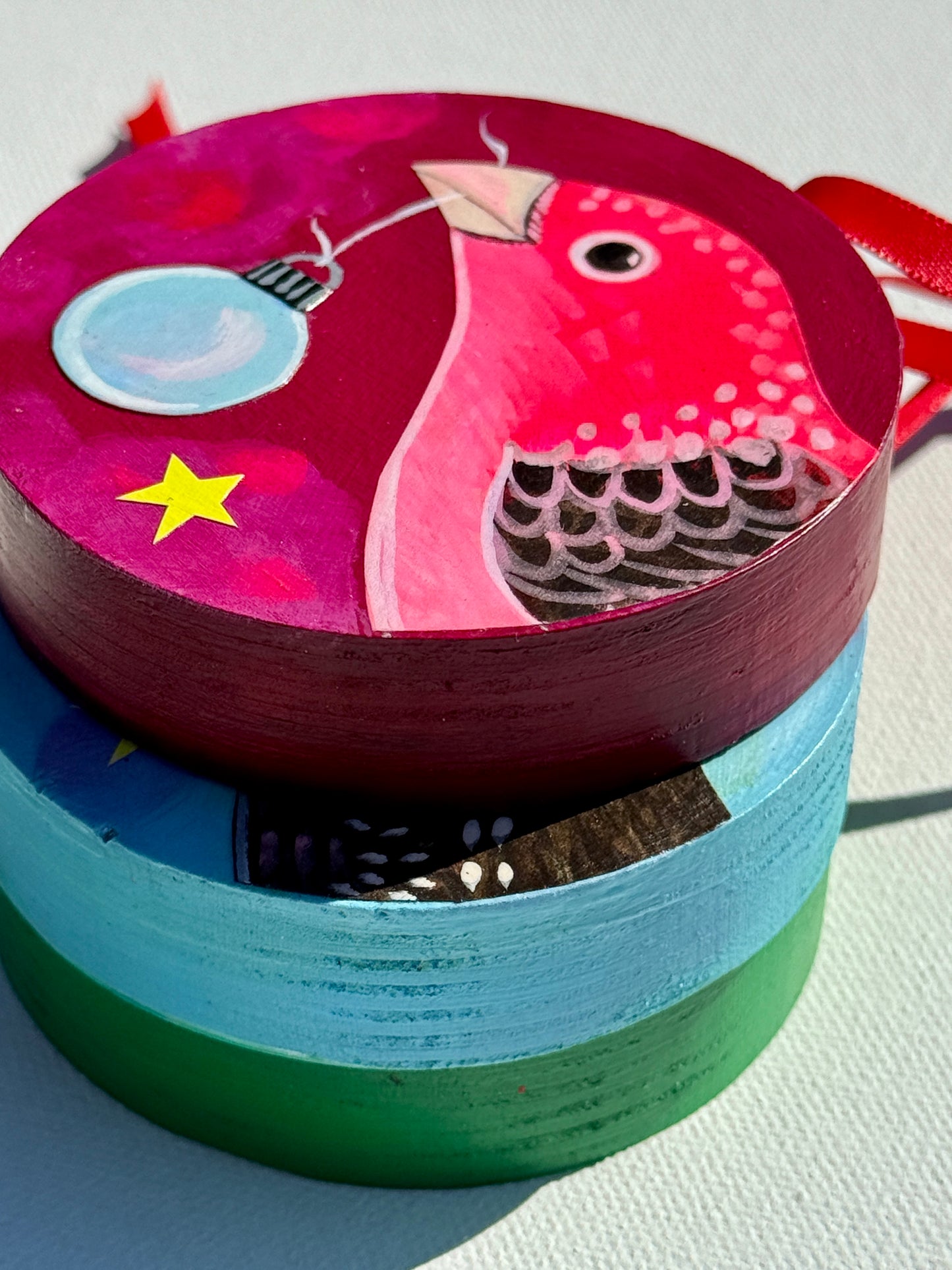 Ornament: Hand-Painted, Mixed Media - Long Beak Black Bird