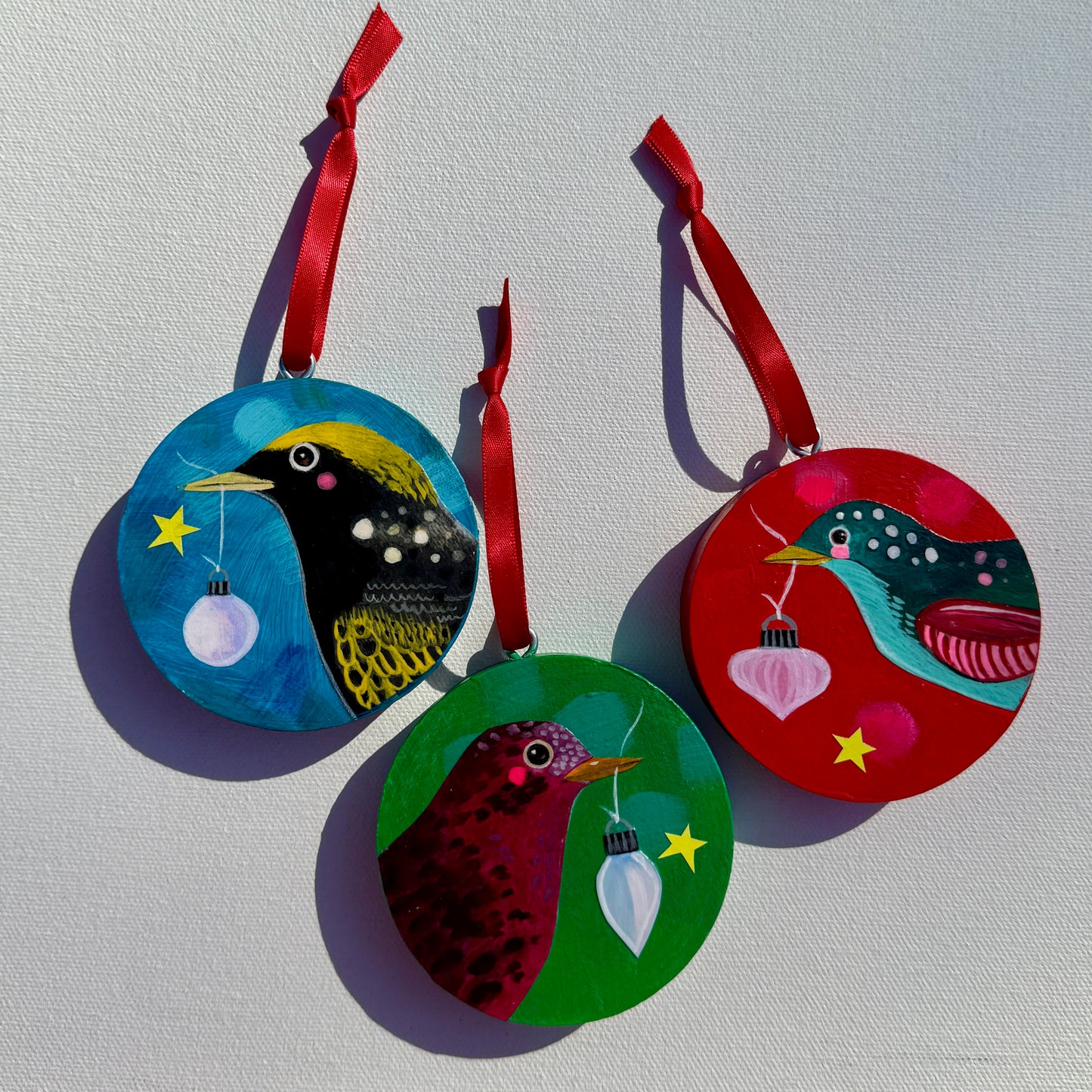 Ornament: Hand-Painted, Mixed Media - Yellow Crowned Black Bird