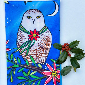 Holiday Tea Towel- Owl- All is Bright