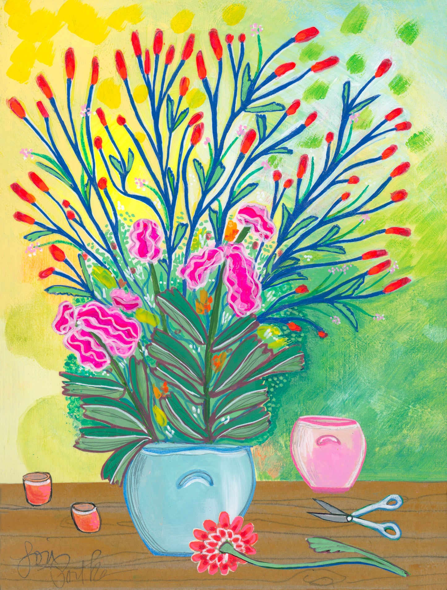 The Fleurs and Fragrance of Finer Things- 6x8 Mixed Media Original Painting