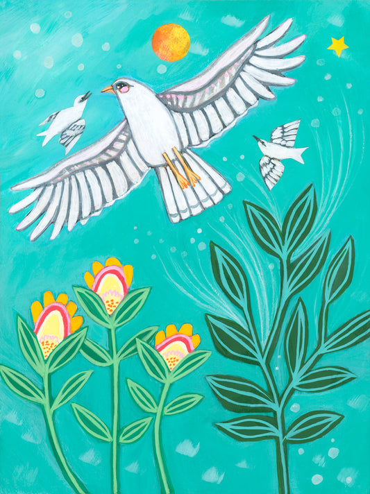 Wisdom Wings and Pretty Things- 6x8 Mixed Media Original Painting