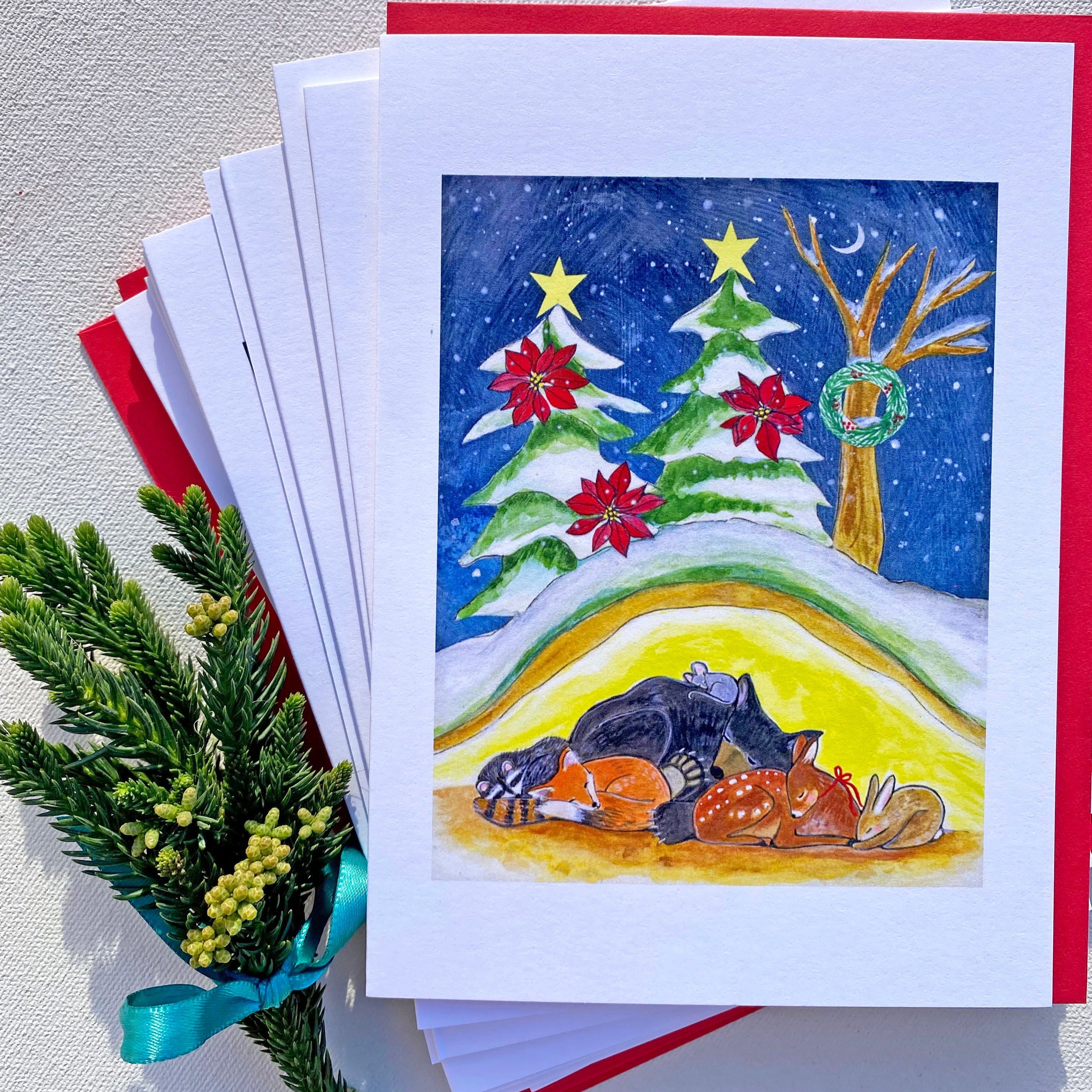 Holiday Card Set 6 or 12 Cards: Never Cold with You – Lori Portka