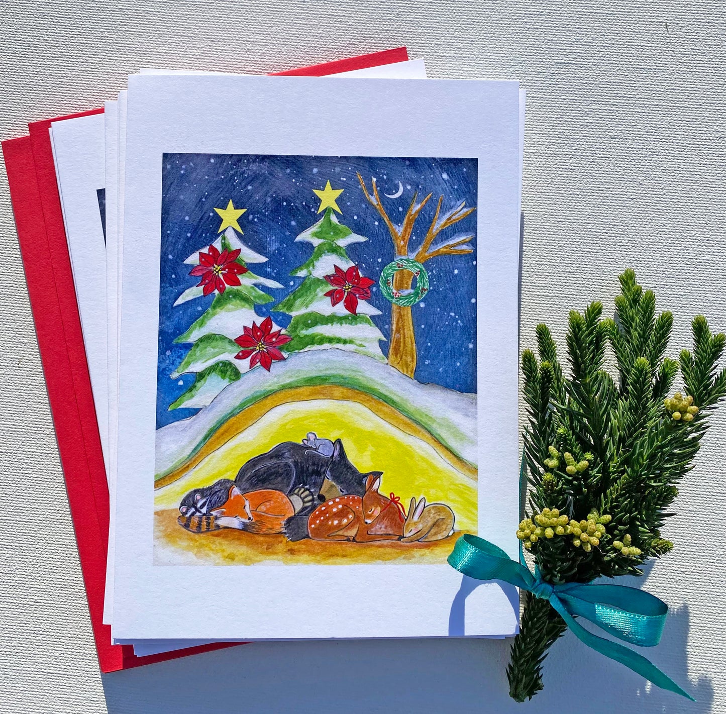 Holiday Card Set 6 or 12 Cards: Never Cold with You