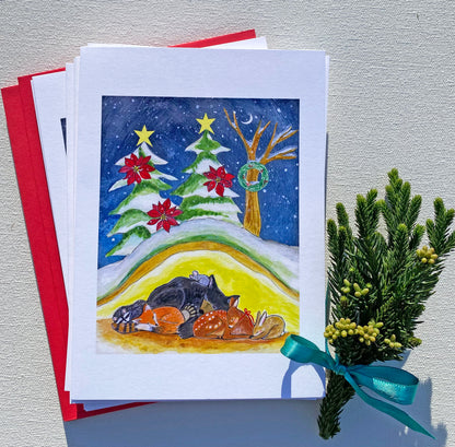 Holiday Card Set 6 or 12 Cards: Never Cold with You