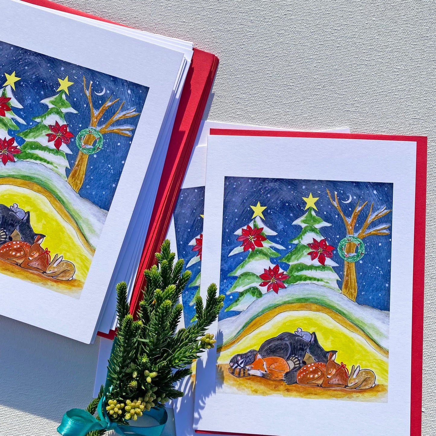 Holiday Card Set 6 or 12 Cards: Never Cold with You