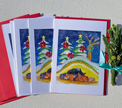 Holiday Card Set 6 or 12 Cards: Never Cold with You