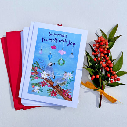 Holiday Card Set: 6 or 12 Cards: Surround Yourself with Joy
