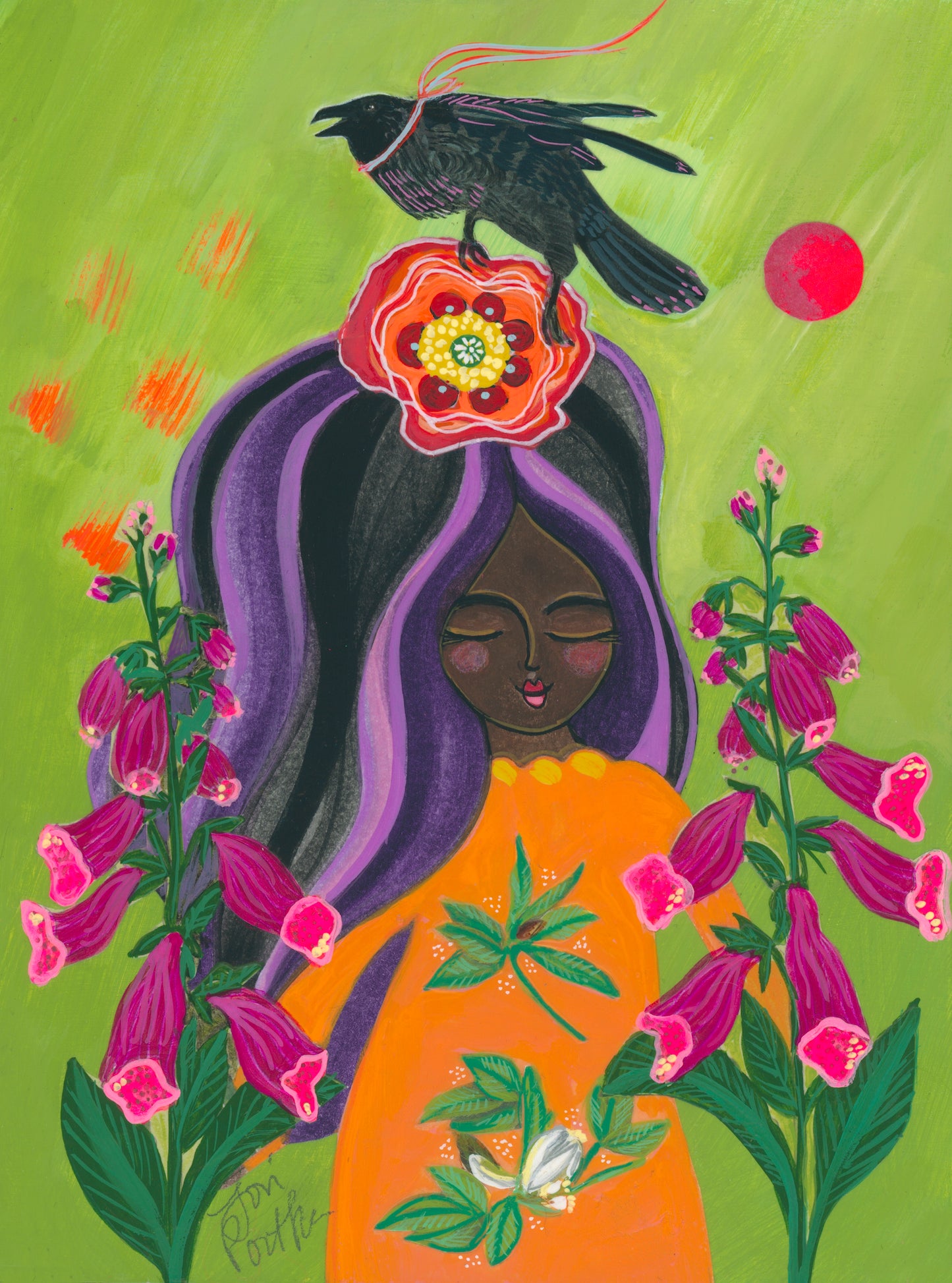 She Stands Proud : 6x8 Original Mixed Media Painting