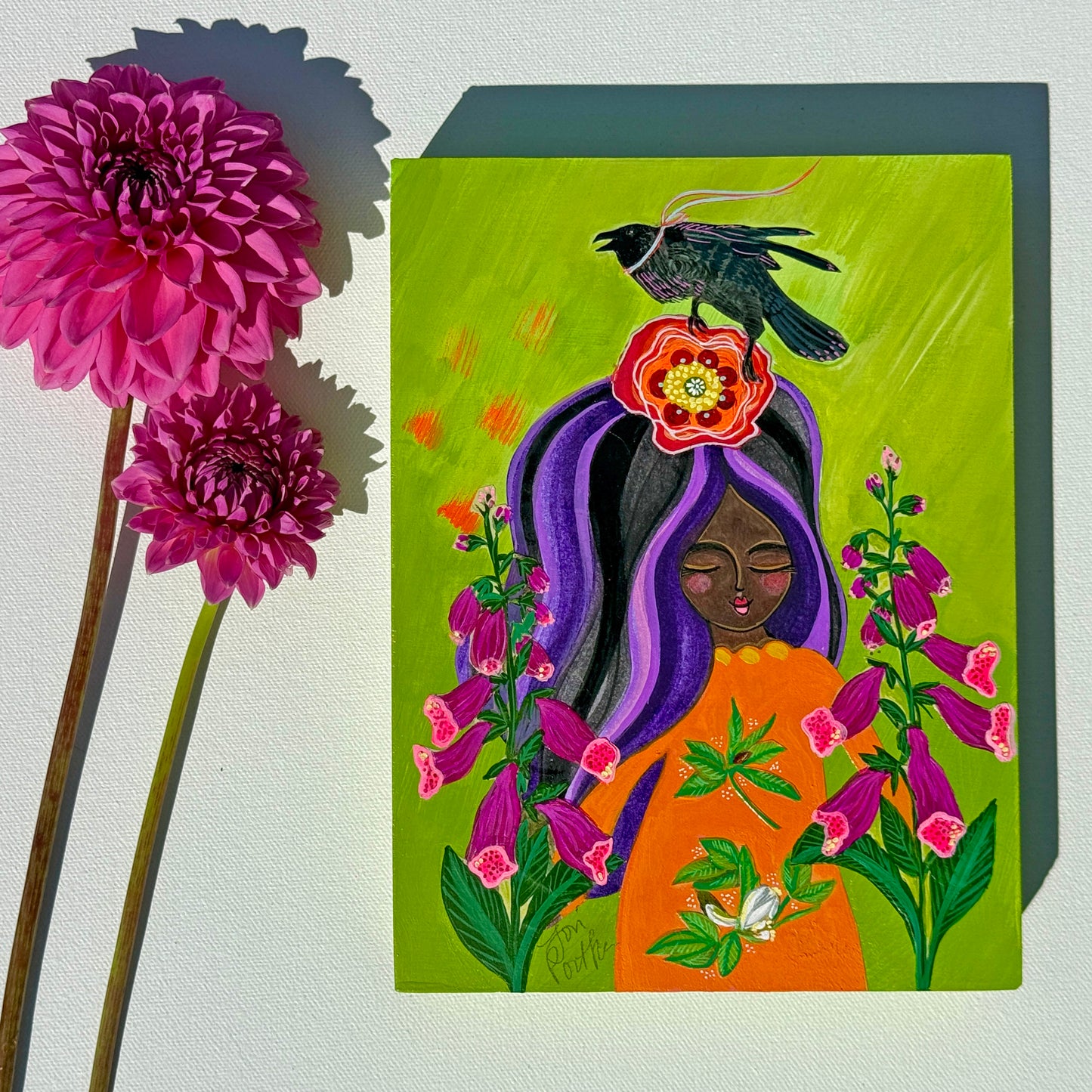 She Stands Proud : 6x8 Original Mixed Media Painting