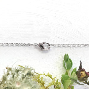 Green Butterfly Small Teardrop Silver Necklace