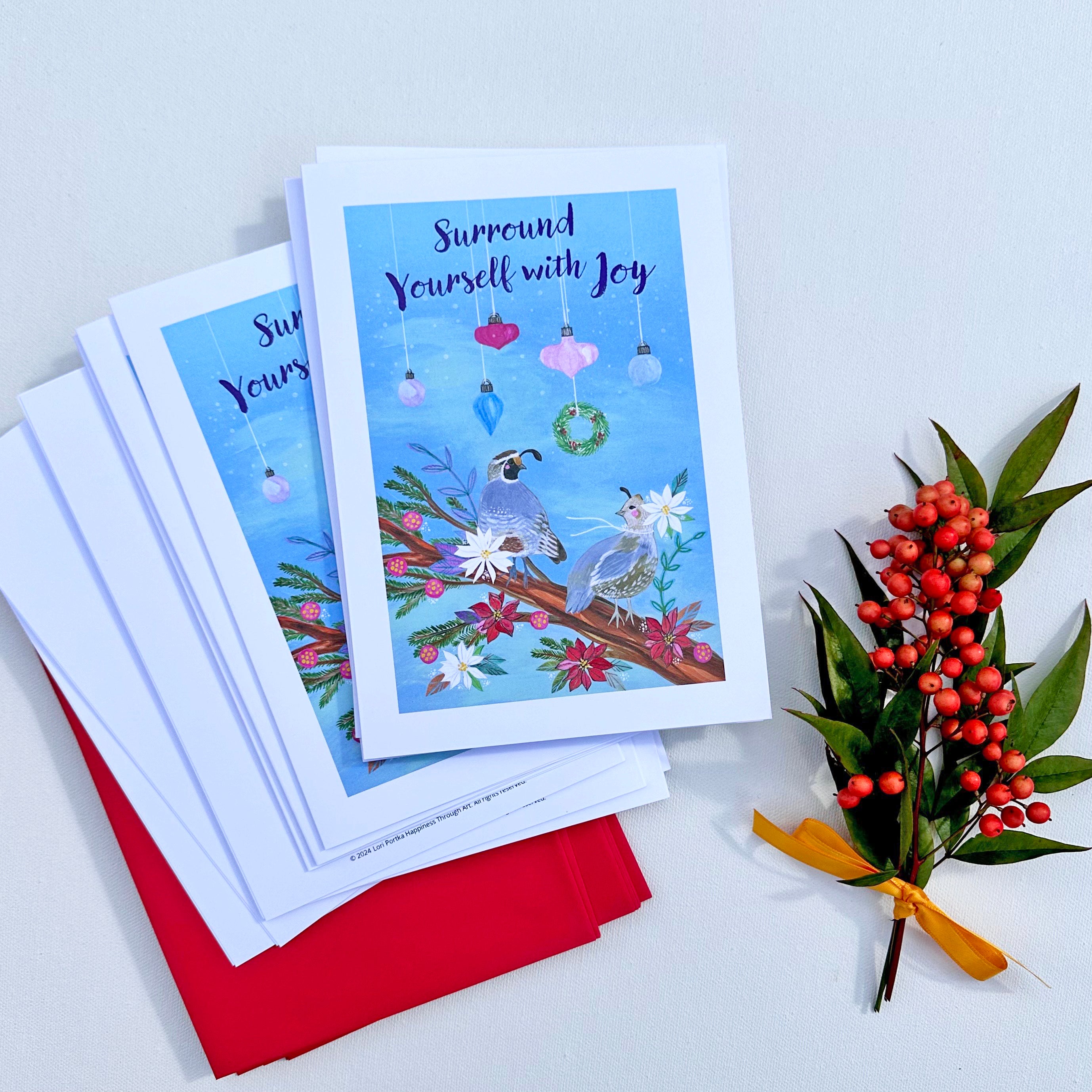 Holiday Card Set: 6 or 12 Cards: Surround Yourself with Joy – Lori
