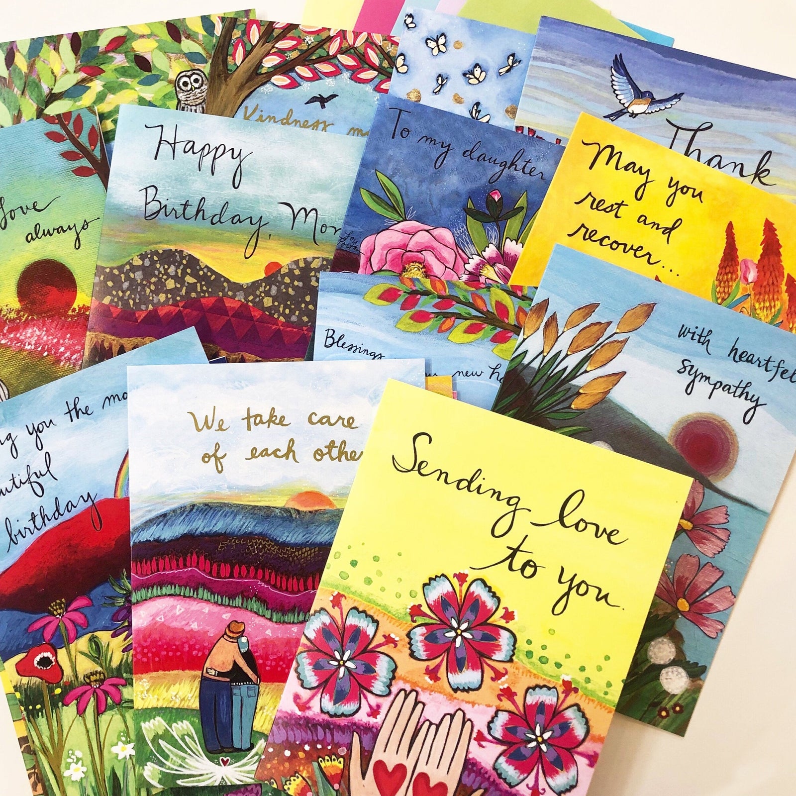 Birthday Card - Birthday Blessings - flowers and birds