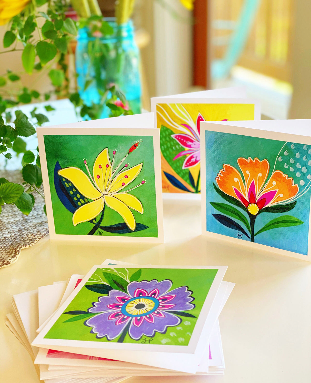 Limited Print 4x6 Greeting Cards - Flower Love (set of 3)