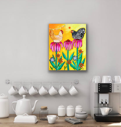 Coneflower Chickens (11x14)