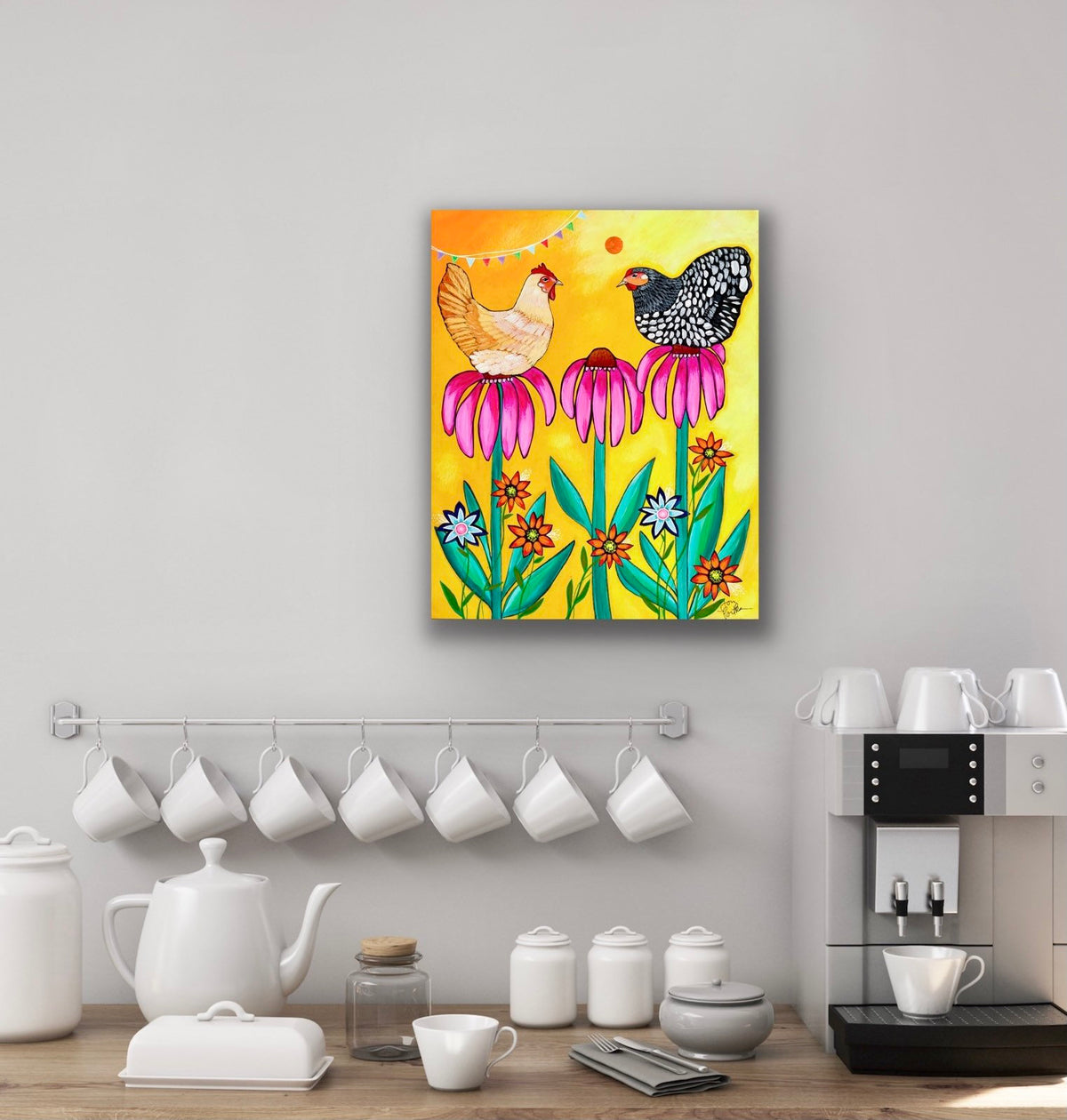 Coneflower Chickens (11x14)