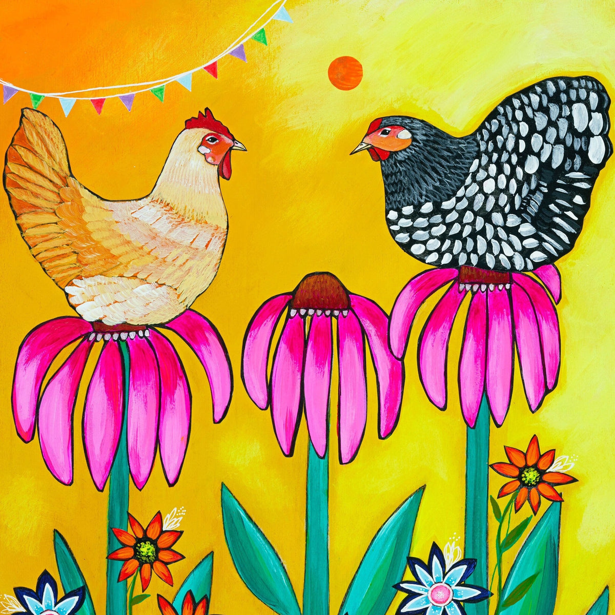 Coneflower Chickens (11x14)