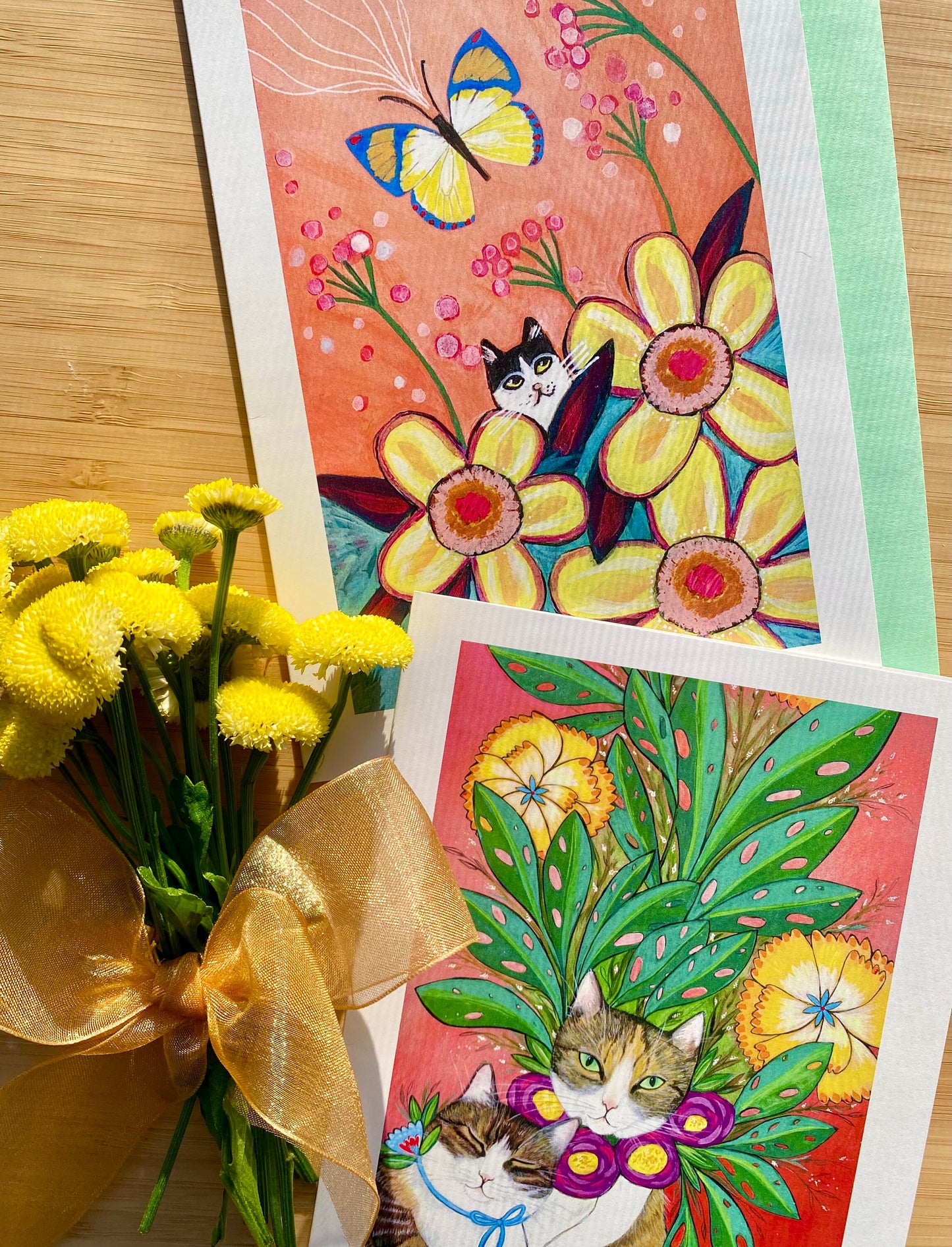 Cats and Blooms Card Set
