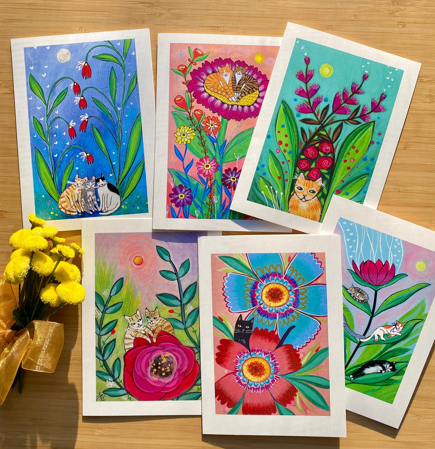 Cats and Blooms Card Set