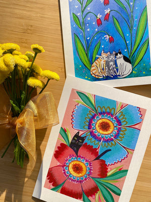 Cats and Blooms Card Set
