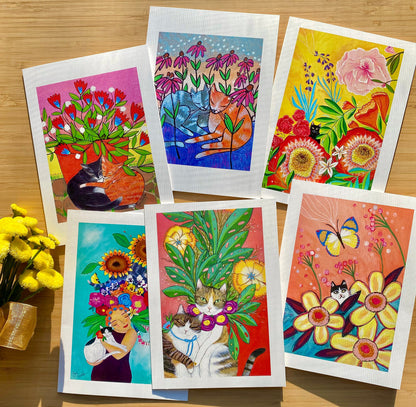 Cats and Blooms Card Set