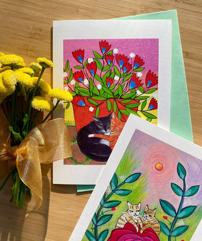 Cats and Blooms Card Set