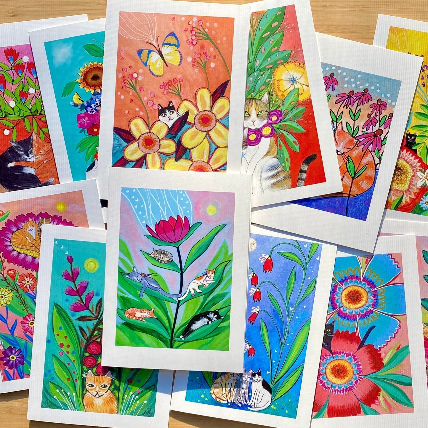 Cats and Blooms Card Set