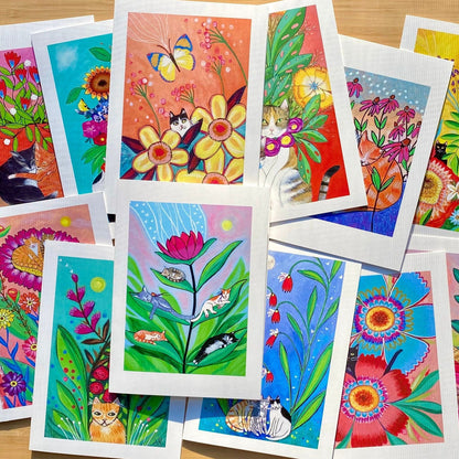 Cats and Blooms Card Set
