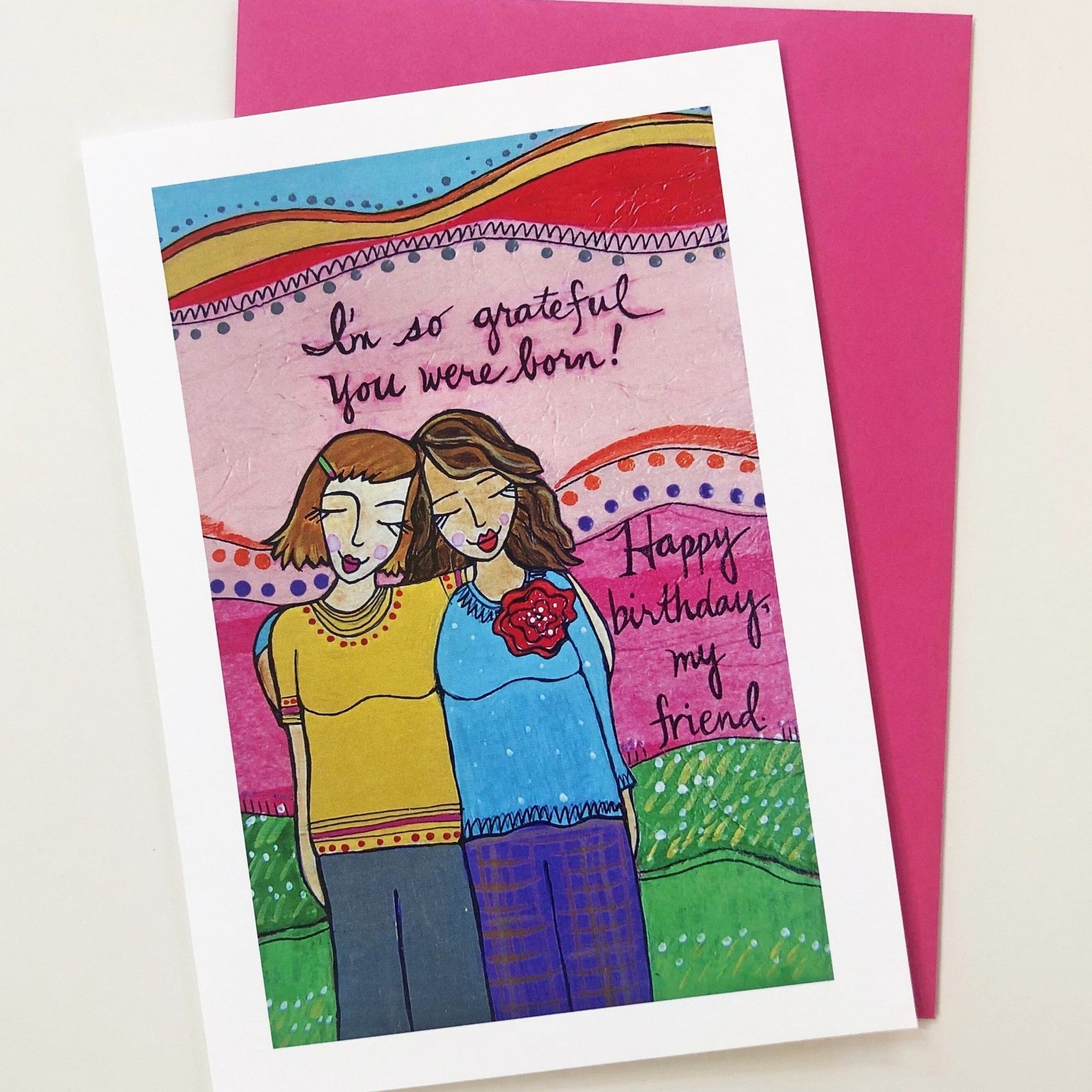 Birthday Card - Birthday Friend - two girls