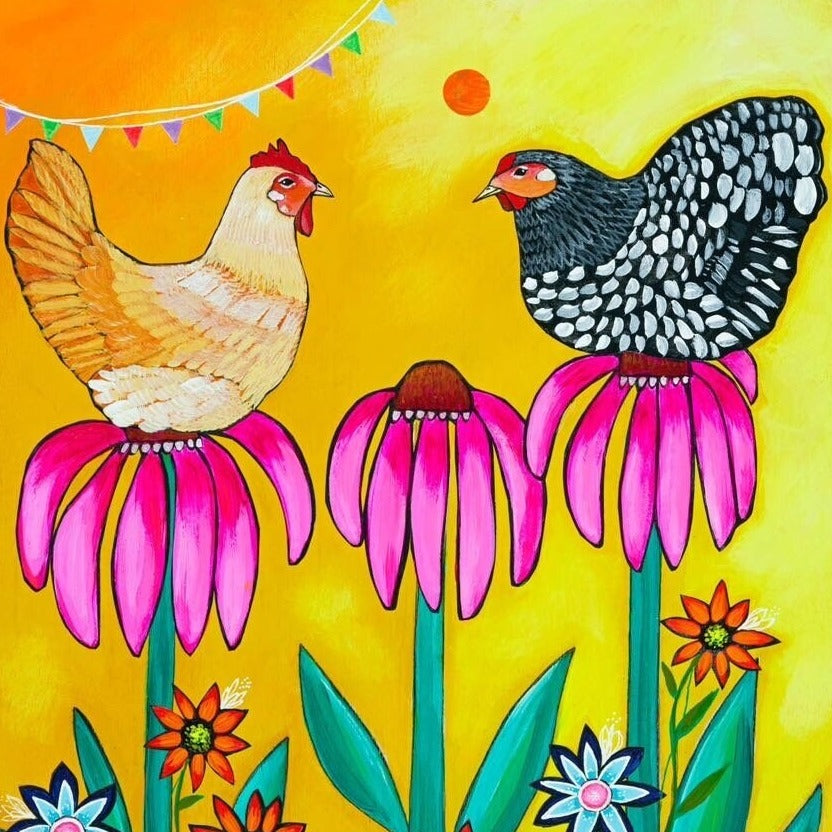 Cone Flower Chickens (5x7/8x10)